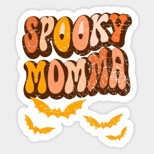 Distressed Groovy Spooky Momma Halloween Bats Retro Vintage Sticker